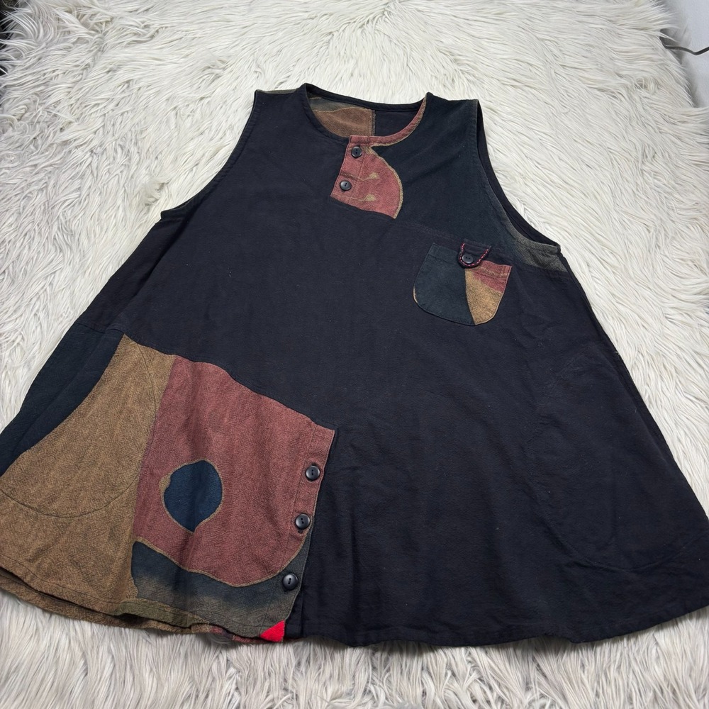 Ki Na Ri Women's OS Colorblock‎ Cotton Tunic Tank Art to Wear Lagenlook